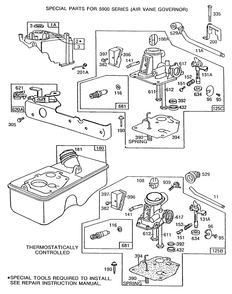 Carburetors And Fuel Tank Assembly Diagram and Parts List for 113988-0149-XX  Briggs and Stratton Engine